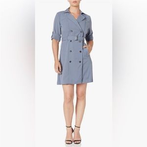 NWT double breasted Sharagano shirt dress.  Blue gray.